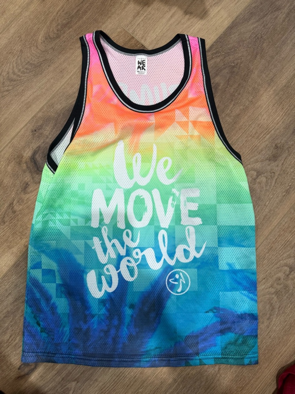 Zumba We Move The World Rainbow Mesh Tank
